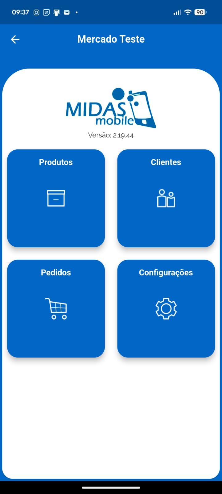 Tela principal do MIDAS Mobile